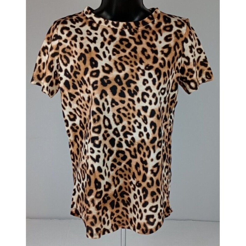 NWT Pink Victoria's Secret Womens S Leopard Print Crew Neck T-Shirt